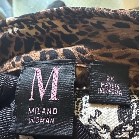 Milano Woman long Sleeve Button Front Crinkle Animal Print Blouse,size 2X NWT - Picture 2 of 5